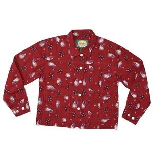 Cabela's Red Paisley 100% Cotton Button Trucker Jacket Women's Small